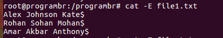 cat command in Linux / ubuntu