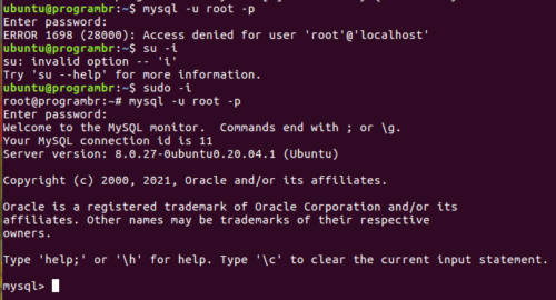 mysql -u root -p