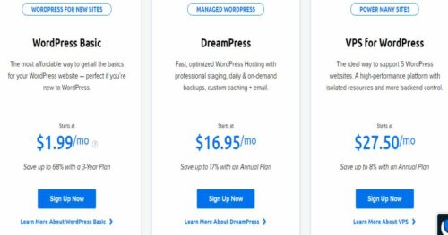 DreamHost Woredpress Hosting Plan