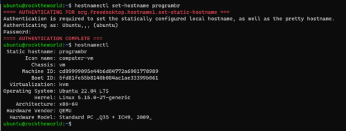 hostnamectl- change hostname in ubuntu withought reboot