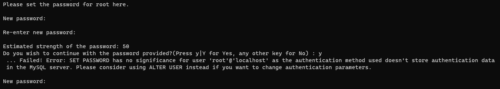 mysql root password setting error in ubuntu
