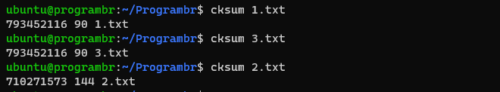 cksum for same file and different file