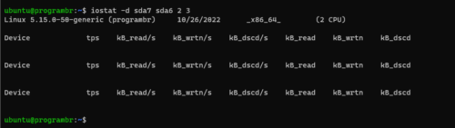 iostat -d sda7 sda6 2 3 command in linux