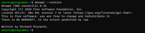 whoami --version command in linux