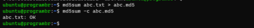 md5sum -c filename command in Linux