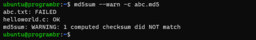 md5sum --warn command in Linux